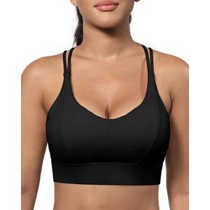 Women Push Up Padded Medium Support Yoga Bra with Sports Bra for Running Workout